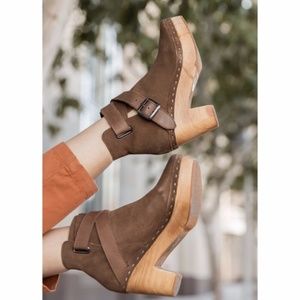 Free People Bungalow Clog Portobello Suede Leather Booties